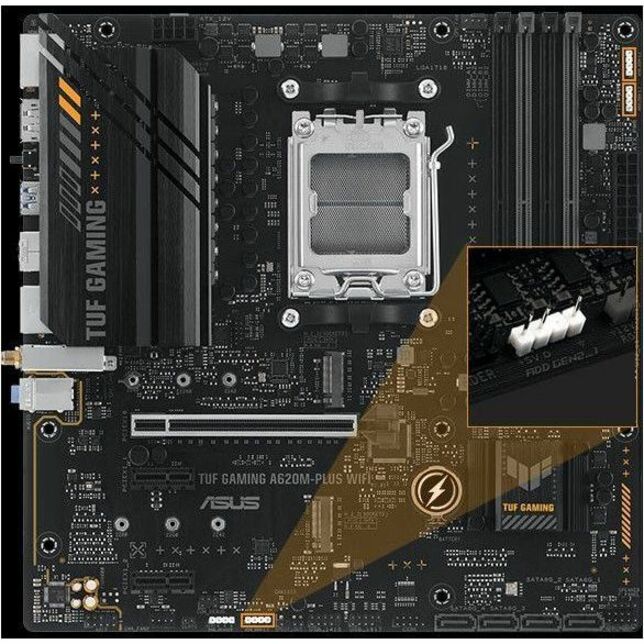 TUF TUF GAMING A620M-PLUS WIFI Gaming Desktop Motherboard - AMD A620 Chipset - Socket AM5 - Micro ATX TUF GAMING A620M-PLUS WIFI