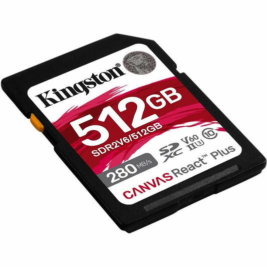 Carte microSDXC Kingston Canvas React Plus 512 Go UHS-II (U3) V60 SDR2V6/512GBCR