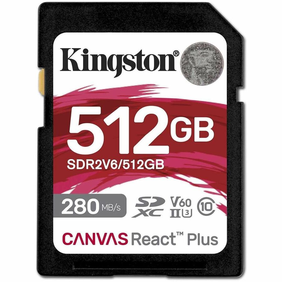 Carte microSDXC Kingston Canvas React Plus 512 Go UHS-II (U3) V60 SDR2V6/512GBCR