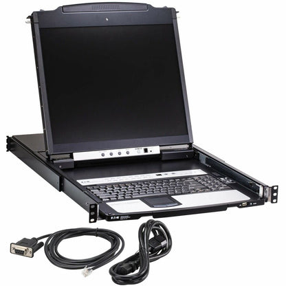 Commutateur KVM sur IP Cat5 16 ports Tripp Lite par Eaton - Écran LCD 19 pouces, 1 utilisateur distant ou 1 utilisateur local, montage en rack 1U, TAA B064C-16-1-IP