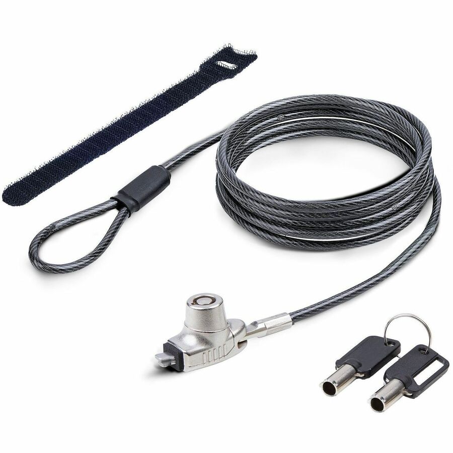 StarTech.com Câble de verrouillage à clé Slim Lock Noble Wedge® compatible avec les fentes, 2 m, sécurité antivol pour ordinateur portable/notebook SNBLK-LAPTOP-LOCK