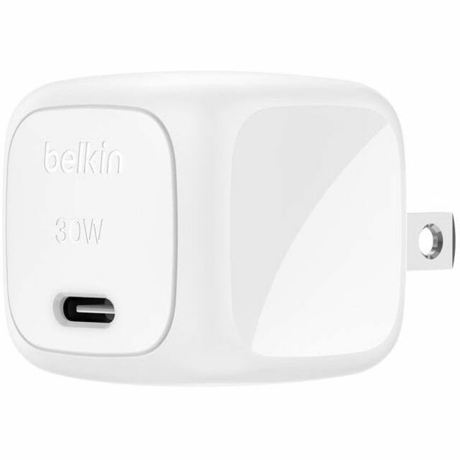 Chargeur mural USB-C portable Belkin 30 W - 1 x USB-C (30 W) - Charge rapide - Adaptateur secteur - Blanc WCA008DQWH