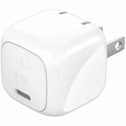 Chargeur mural USB-C portable Belkin 30 W - 1 x USB-C (30 W) - Charge rapide - Adaptateur secteur - Blanc WCA008DQWH