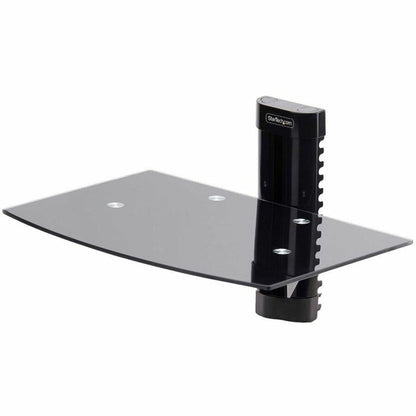 StarTech.com Étagère murale flottante AV, étagère réglable en hauteur pour équipement audiovisuel sous téléviseur, étagère en verre trempé noir 1B-WALL-MOUNT-SHELF