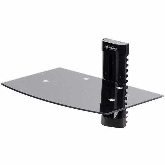 StarTech.com Étagère murale flottante AV, étagère réglable en hauteur pour équipement audiovisuel sous téléviseur, étagère en verre trempé noir 1B-WALL-MOUNT-SHELF