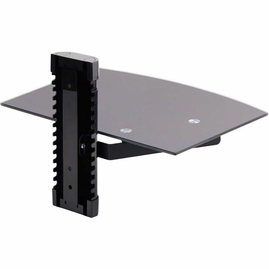 StarTech.com Étagère murale flottante AV, étagère réglable en hauteur pour équipement audiovisuel sous téléviseur, étagère en verre trempé noir 1B-WALL-MOUNT-SHELF