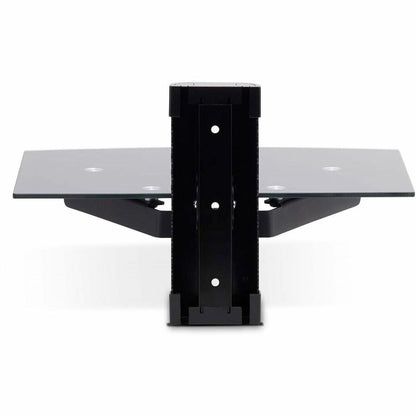 StarTech.com Étagère murale flottante AV, étagère réglable en hauteur pour équipement audiovisuel sous téléviseur, étagère en verre trempé noir 1B-WALL-MOUNT-SHELF