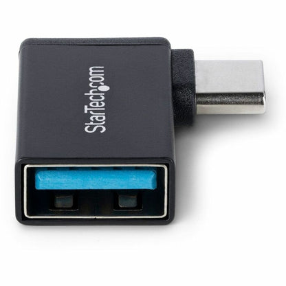 StarTech.com Adaptateur USB-C vers USB-A à angle droit, USB 5 Gbit/s, adaptateur compact USB-C mâle vers USB-A femelle, boîtier métallique durable, M/F USB31CAADGCPRA