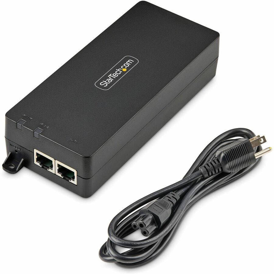 StarTech.com Injecteur PoE++ Gigabit 10 Gbit/s à 1 port, 90 W, Ethernet 2,5/5/10G/10/100/1000M, PoE++ (802.3af/at/bt), montage mural, non géré AF41XC-POE-INJECTOR