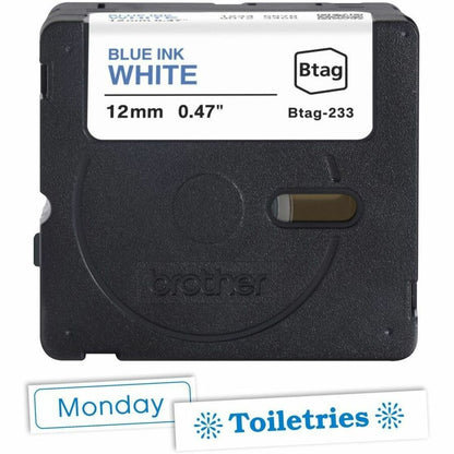Brother P-touch BTAG-233 Blue on White Label Tape BTAG233