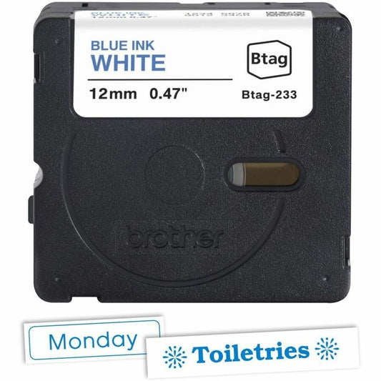Ruban d'étiquettes bleu sur blanc Brother P-touch BTAG-233 BTAG233