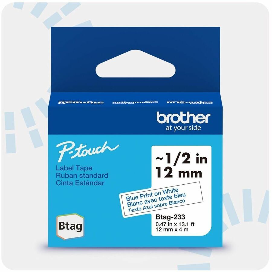 Brother P-touch BTAG-233 Blue on White Label Tape BTAG233