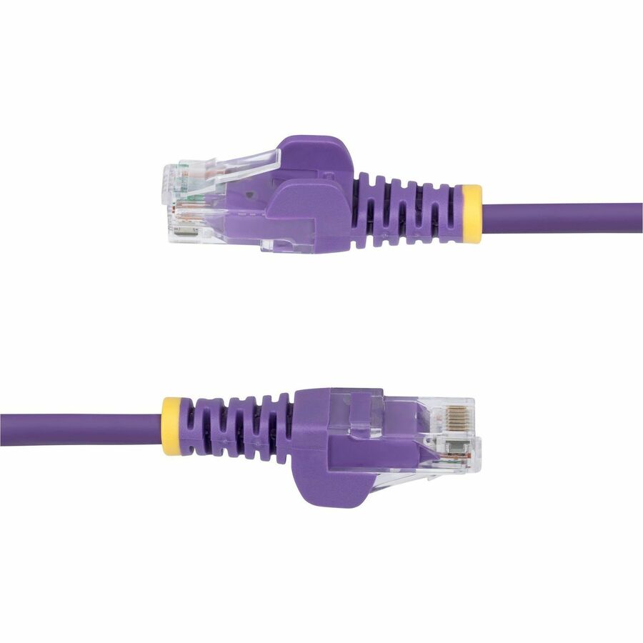 StarTech.com Câble Ethernet CAT6 fin violet de 30 cm, RJ45 fin sans accroc, UTP, LSZH, cuivre nu 28 AWG, cordon de raccordement réseau fin, testé Fluke N6PAT1PLS