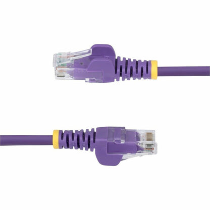 StarTech.com Câble Ethernet CAT6 fin violet de 30 cm, RJ45 fin sans accroc, UTP, LSZH, cuivre nu 28 AWG, cordon de raccordement réseau fin, testé Fluke N6PAT1PLS