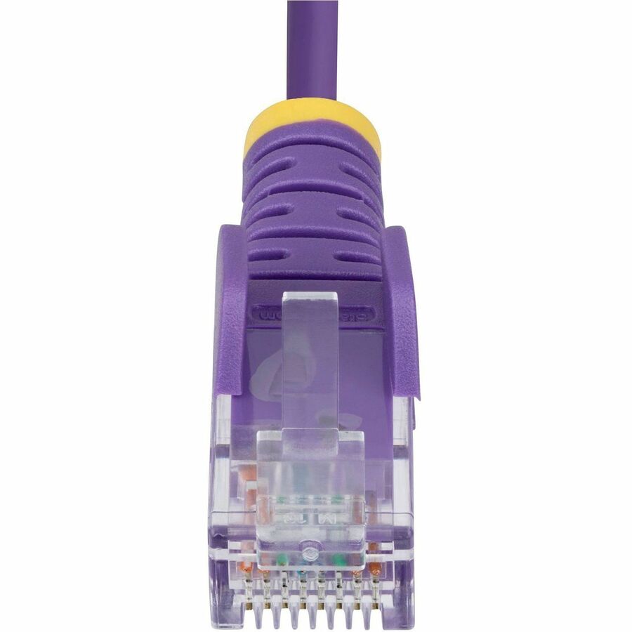 StarTech.com Câble Ethernet CAT6 fin violet de 30 cm, RJ45 fin sans accroc, UTP, LSZH, cuivre nu 28 AWG, cordon de raccordement réseau fin, testé Fluke N6PAT1PLS