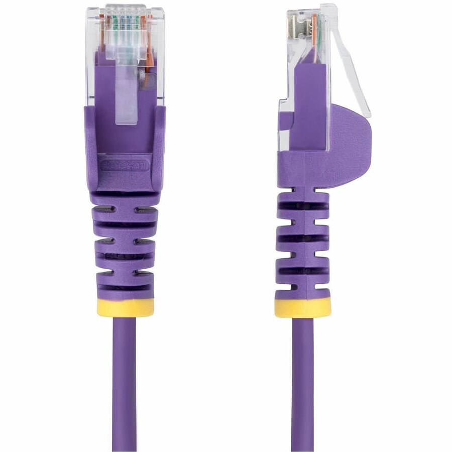 StarTech.com Câble Ethernet CAT6 fin violet de 30 cm, RJ45 fin sans accroc, UTP, LSZH, cuivre nu 28 AWG, cordon de raccordement réseau fin, testé Fluke N6PAT1PLS