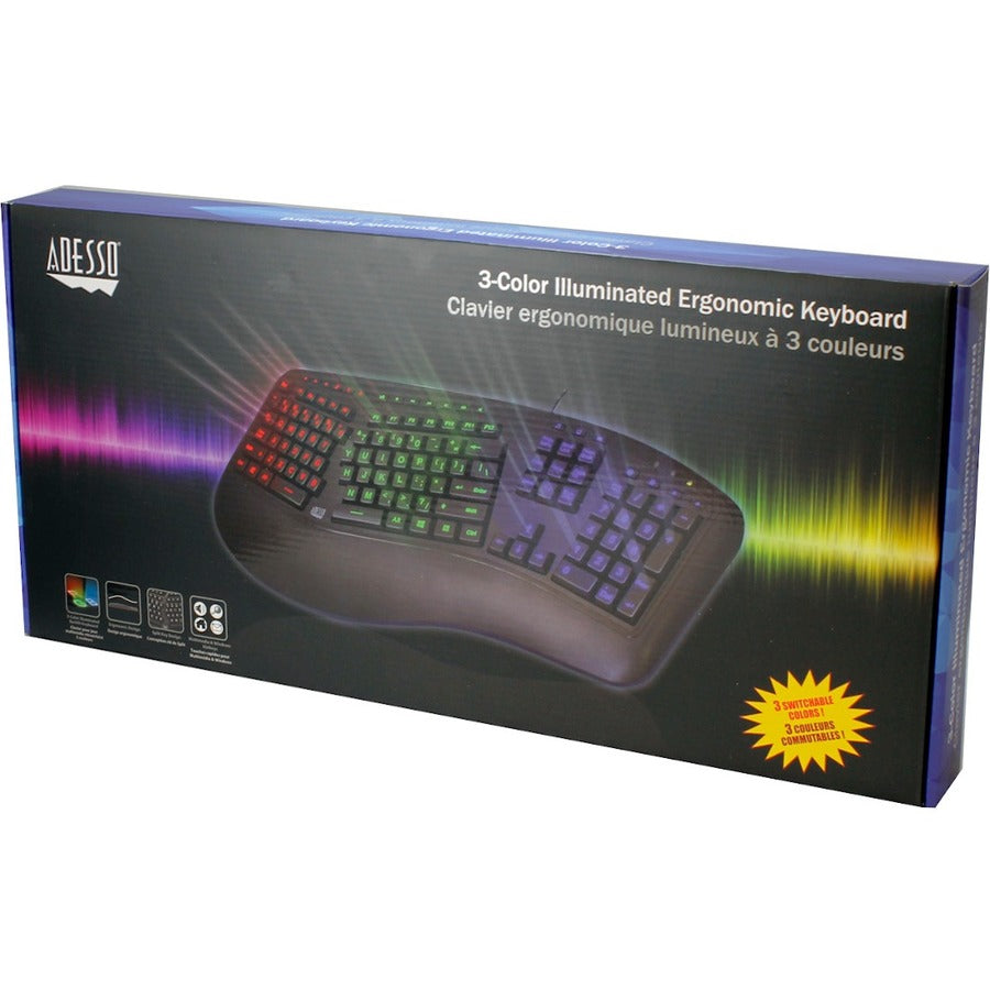 Clavier ergonomique rétroéclairé couleur Adesso AKB-150EB-FR AKB-150EB-FR