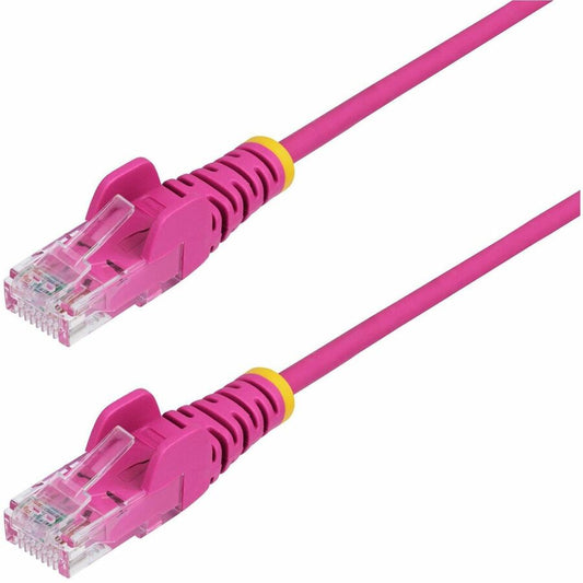 StarTech.com Câble Ethernet CAT6 fin rose de 7,6 m, RJ45 fin sans accroc, UTP, LSZH, cuivre nu 28 AWG, cordon de raccordement réseau fin, testé Fluke N6PAT25PKS