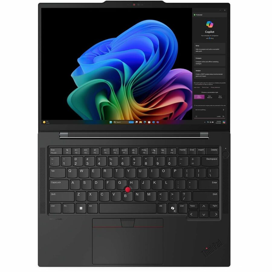 Ordinateur portable Lenovo ThinkPad T14s Gen 6 21N1002DCA 14" (355,60 mm) Copilot+ - WUXGA - Qualcomm Snapdragon X1P-42-100 - 16 Go - SSD 512 Go - Clavier français - Noir 21N1002DCA