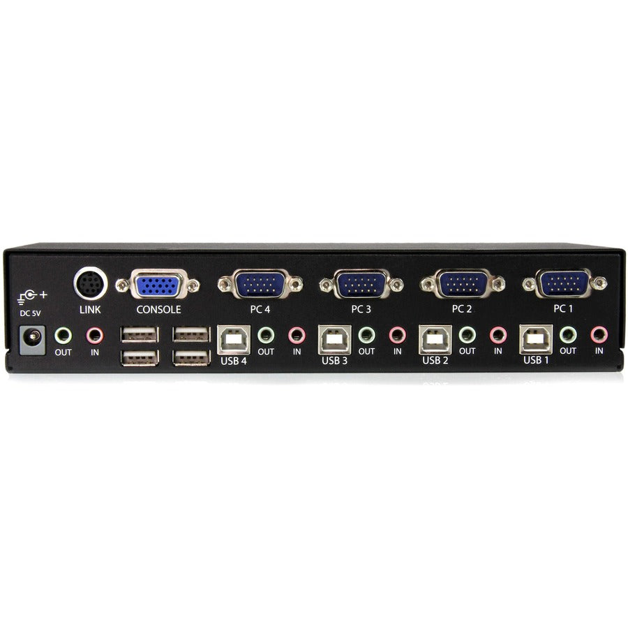 StarTech.com Commutateur KVM USB montable en rack à 4 ports avec audio et hub USB 2.0 - Commutateur KVM / audio / USB - USB - 4 ports - Montable en rack - 1 utilisateur local - 1U SV431USBAE