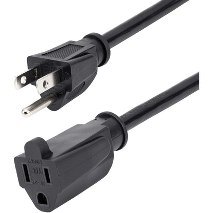 StarTech.com Rallonge courte de 0,3 m (1 pi), cordon d'extension noir NEMA5-15R vers NEMA5-15P, 13 A 125 V, 16 AWG, câble d'extension d'alimentation pour ordinateur PAC101