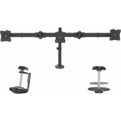 StarTech.com Support de bureau pour trois écrans, 3 écrans VESA 27" (17,6 lb/8 kg), support de poteau articulé ergonomique à hauteur réglable ARMTRIO