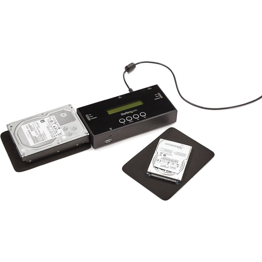 StarTech.com Duplicateur et effaceur de disque dur autonome 1:1, cloneur/copieur de disque dur/SSD SAS/SATA et effaceur/désinfecteur/nettoyeur de disque, sans outil SATSASDUPE11