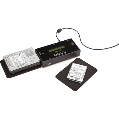 StarTech.com Duplicateur et effaceur de disque dur autonome 1:1, cloneur/copieur de disque dur/SSD SAS/SATA et effaceur/désinfecteur/nettoyeur de disque, sans outil SATSASDUPE11