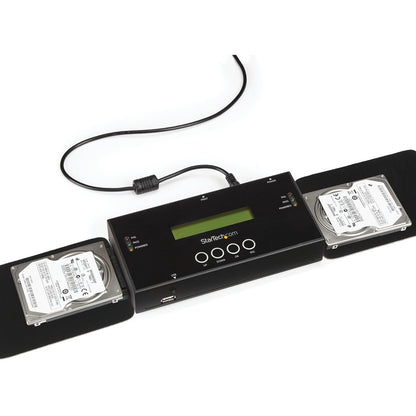 StarTech.com Duplicateur et effaceur de disque dur autonome 1:1, cloneur/copieur de disque dur/SSD SAS/SATA et effaceur/désinfecteur/nettoyeur de disque, sans outil SATSASDUPE11