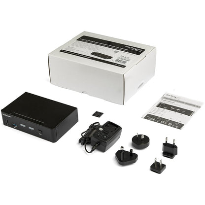 StarTech.com Commutateur KVM DisplayPort à 2 ports - 4K 60 Hz - Écran unique - Commutateur KVM USB UHD DP 1.2 avec hub USB 3.0 et audio - Conforme TAA SV231DPU34K
