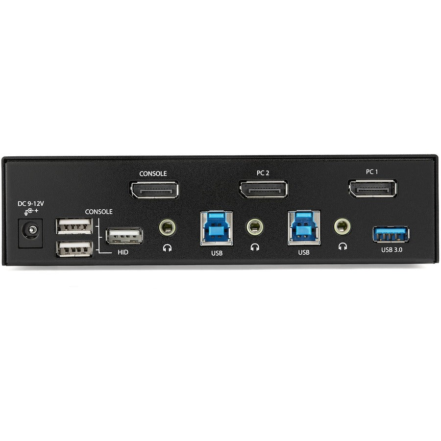StarTech.com Commutateur KVM DisplayPort à 2 ports - 4K 60 Hz - Écran unique - Commutateur KVM USB UHD DP 1.2 avec hub USB 3.0 et audio - Conforme TAA SV231DPU34K