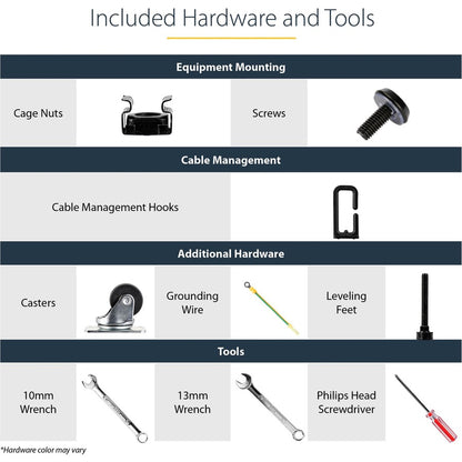 StarTech.com 4-Post 8U Mobile Open Frame Server Rack, 19in Network Rack with Casters, Small Rolling Rack for Computer/AV/Data/IT Equipment 4POSTRACK8U