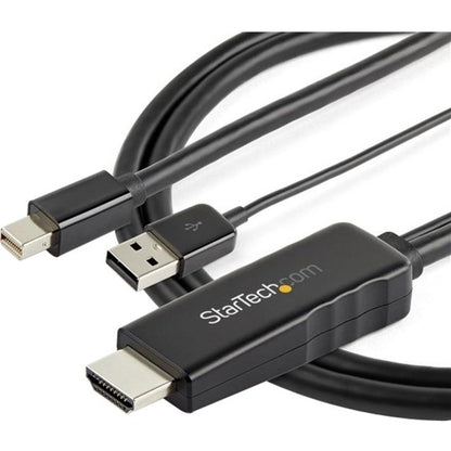 StarTech.com Câble HDMI vers Mini DisplayPort 4K 30 Hz de 1 m - Câble adaptateur HDMI vers mDP actif avec audio - Alimentation USB - Convertisseur vidéo HD2MDPMM1M