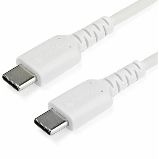 Câble de charge USB C StarTech.com de 1 m - Câble de charge et de synchronisation rapide et durable USB 2.0 Type C vers C - Gaine TPE Fibre d'aramide M/M 60 W Blanc RUSB2CC1MW