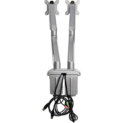 StarTech.com Support de bureau pour deux écrans avec USB et audio 3,5 mm, pince de bureau, support VESA ergonomique pour écrans jusqu'à 32 pouces (17,6 lb/8 kg) ARMSLIMDUOS