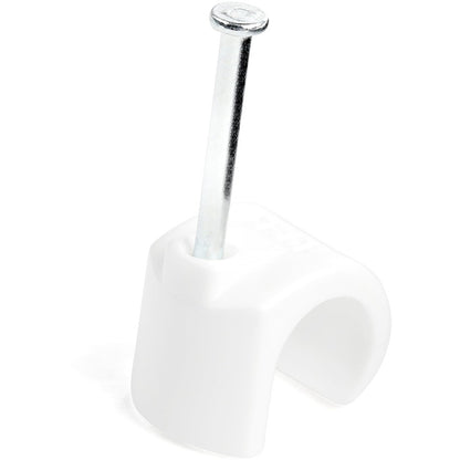 StarTech.com Lot de 100 clips de câble XL avec clou - Pinces à clouer réutilisables - Clips de montage/maintien de cordon - Attaches de câbles blanches TAA CBMNMCC4