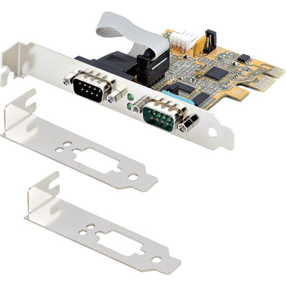 StarTech.com Carte série PCI Express à 2 ports, carte série double port PCIe vers RS232 (DB9), UART 16C1050, rétention COM, Windows et Linux 21050-PC-SERIAL-CARD