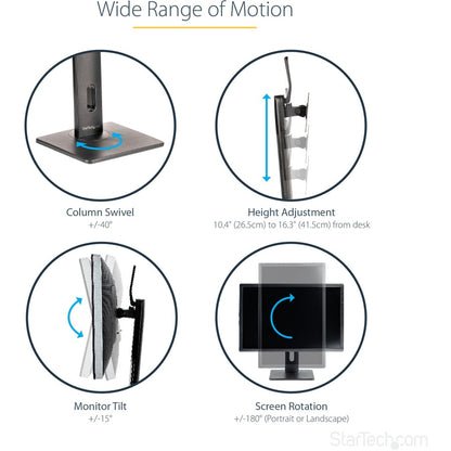 StarTech.com Support d'écran simple autoportant, support de bureau ergonomique réglable en hauteur, pour écrans à montage VESA jusqu'à 32 pouces (15 lb) FPPNEUSTND