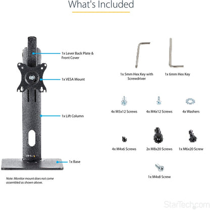 StarTech.com Support d'écran simple autoportant, support de bureau ergonomique réglable en hauteur, pour écrans à montage VESA jusqu'à 32 pouces (15 lb) FPPNEUSTND