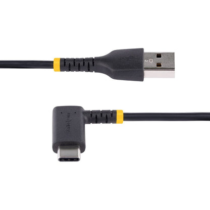 StarTech.com Câble de charge USB A vers C à angle droit de 15 cm, câble USB-C à charge rapide très résistant, fibre aramide durable et robuste, 3 A R2ACR-15C-USB-CABLE