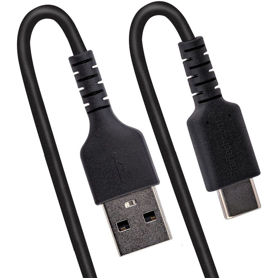 StarTech.com Câble de charge USB A vers C de 50 cm (20 po), câble USB 2.0 A vers Type-C spiralé robuste, câble USB-C de charge et de synchronisation rapide et durable, noir R2ACC-50C-USB-CABLE