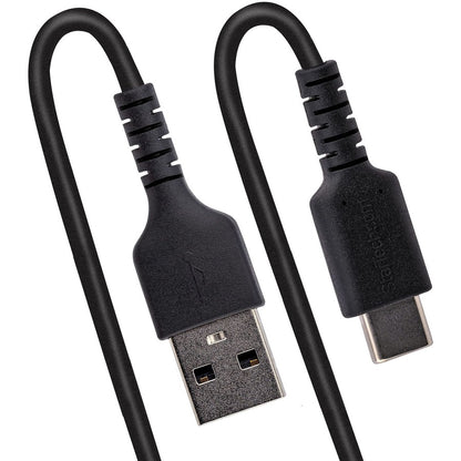 StarTech.com Câble de charge USB A vers C de 50 cm (20 po), câble USB 2.0 A vers Type-C spiralé robuste, câble USB-C de charge et de synchronisation rapide et durable, noir R2ACC-50C-USB-CABLE