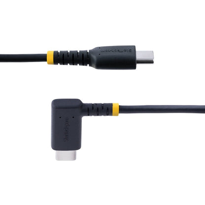 StarTech.com Câble de charge USB C à angle droit de 30 cm, 60 W PD 3 A, câble USB-C à charge rapide robuste, fibre aramide robuste et durable R2CCR-30C-USB-CABLE