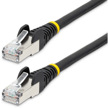 StarTech.com Câble Ethernet CAT6a de 60 cm, noir, faible émission de fumée et zéro halogène (LSZH), 10 GbE, 100 W, PoE, S/FTP, cordon de raccordement réseau RJ-45 anti-accroc NLBK-2F-CAT6A-PATCH