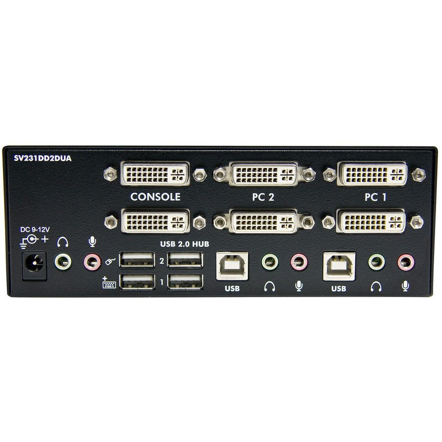 StarTech.com Commutateur KVM USB double DVI à 2 ports avec audio et hub USB SV231DD2DUA