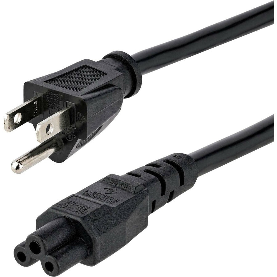 StarTech.com Câble d'alimentation pour ordinateur portable de 3 m (10 pi), NEMA 5-15P vers C5 (trèfle), 10 A 125 V, 18 AWG, cordon de remplacement pour ordinateur portable, câble Power Brick PXT101NB3S10