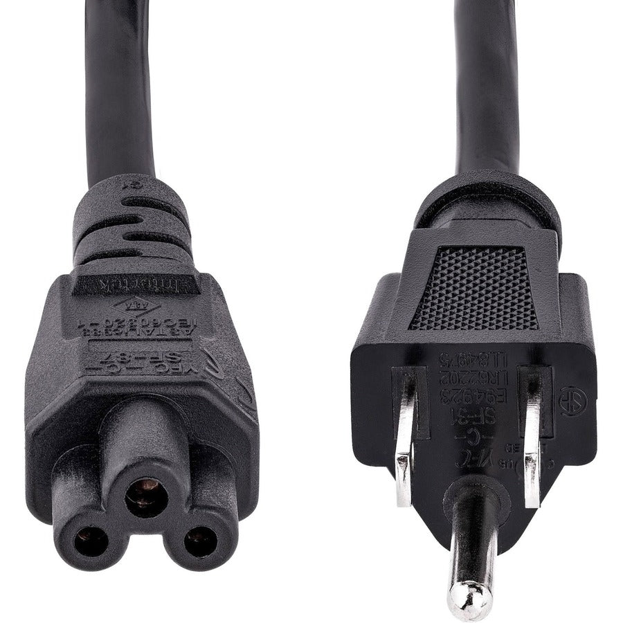 StarTech.com Câble d'alimentation pour ordinateur portable de 3 m (10 pi), NEMA 5-15P vers C5 (trèfle), 10 A 125 V, 18 AWG, cordon de remplacement pour ordinateur portable, câble Power Brick PXT101NB3S10