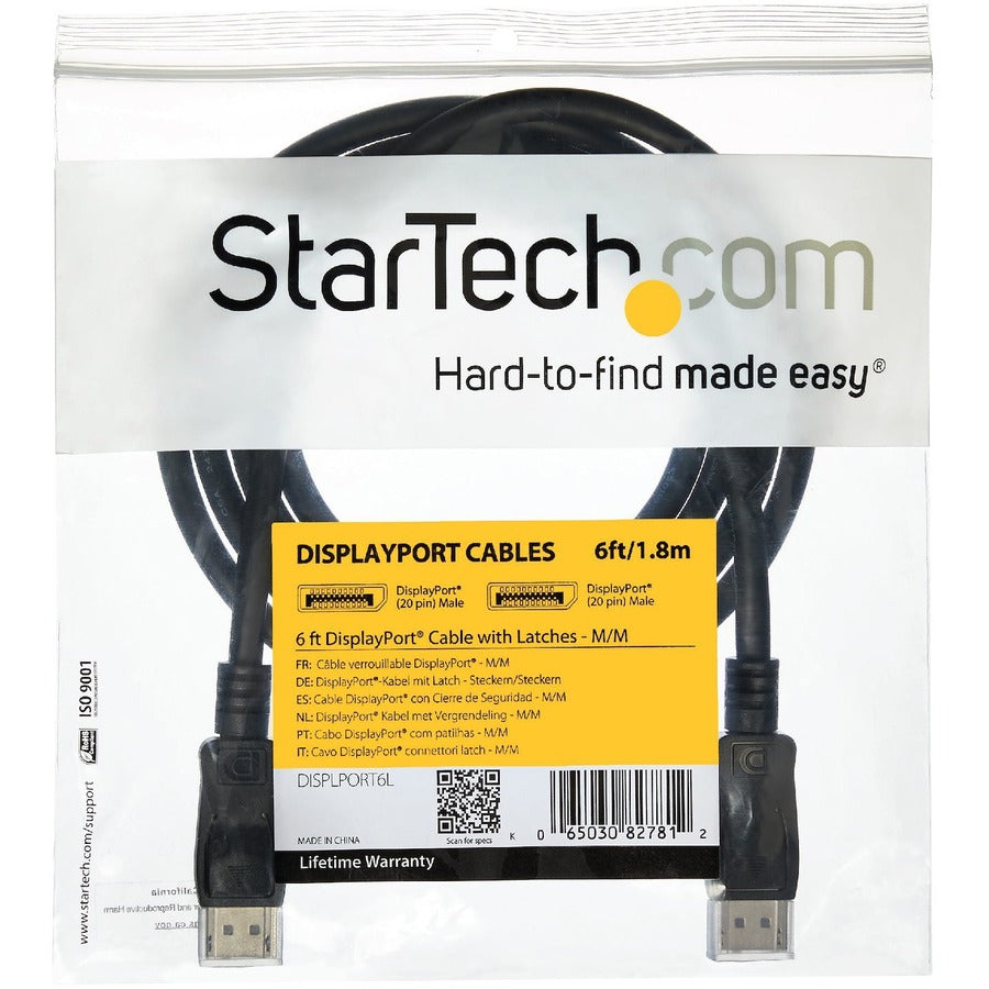 Câble DisplayPort de 6 m avec loquets StarTech.com - M/M DISPLPORT20L