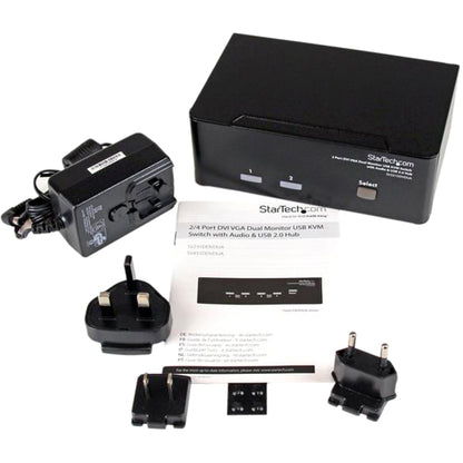StarTech.com Commutateur KVM double écran DVI VGA 2 ports USB avec audio et hub USB 2.0 SV231DDVDUA
