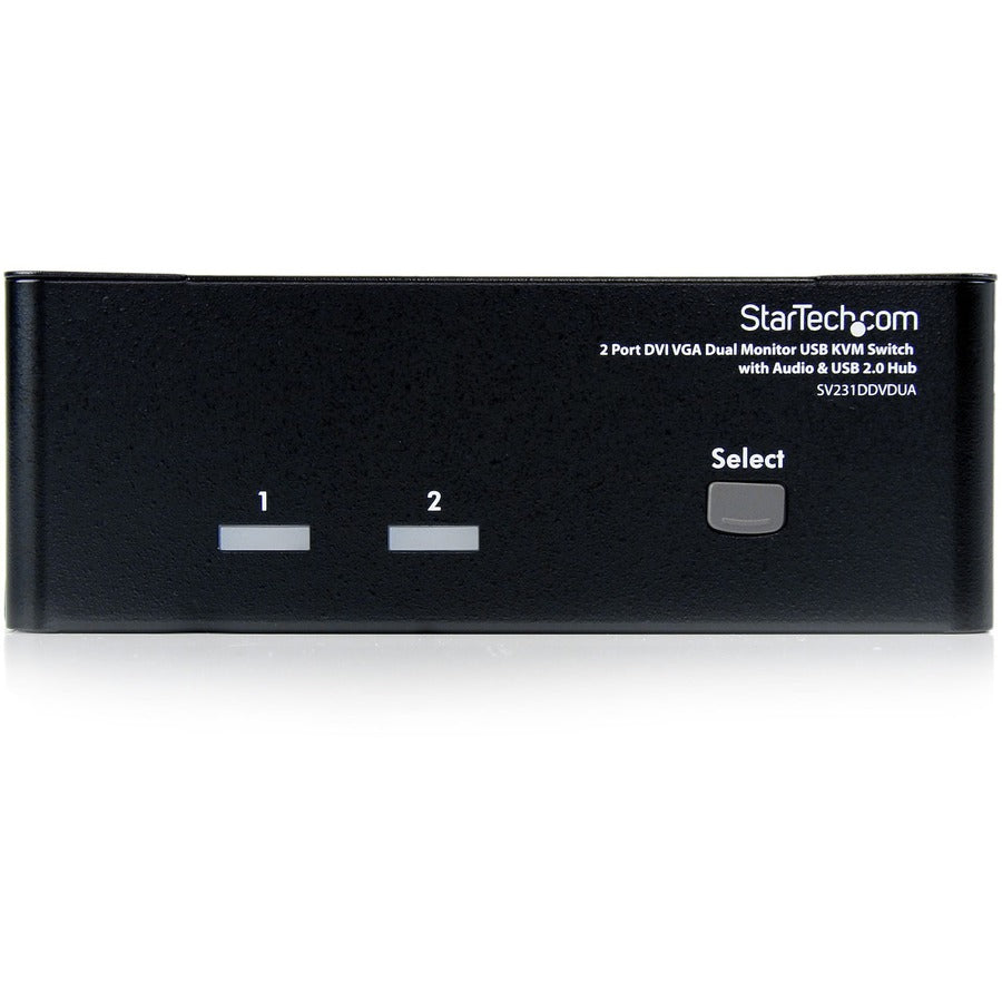 StarTech.com Commutateur KVM double écran DVI VGA 2 ports USB avec audio et hub USB 2.0 SV231DDVDUA